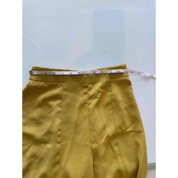 Express Yellow High-Waist Front-Seam Solid Flared Trousers Size Small - Picture 15 of 15